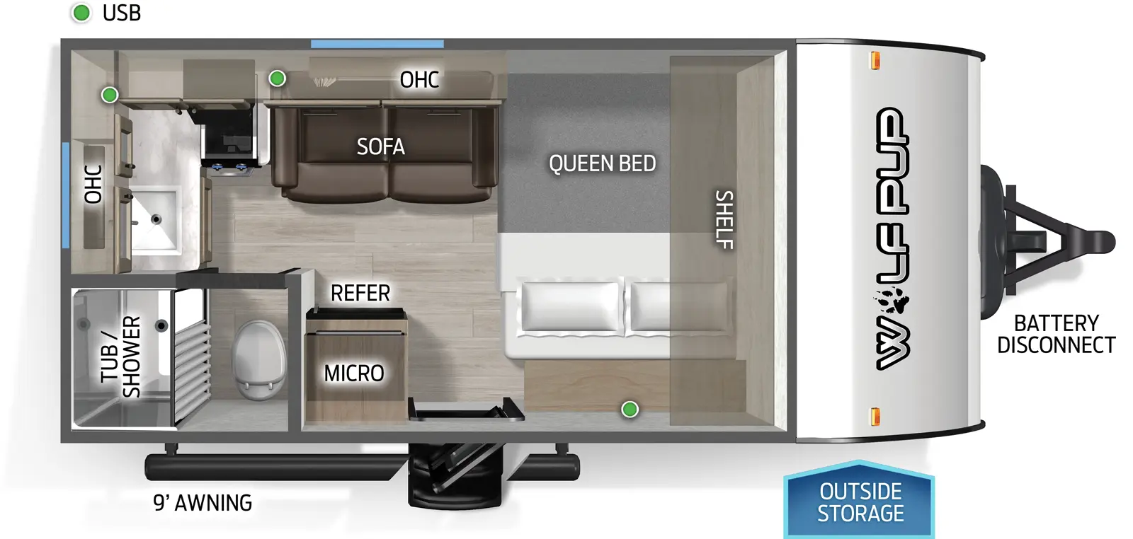 Wolf Pup 14RKLP Floorplan